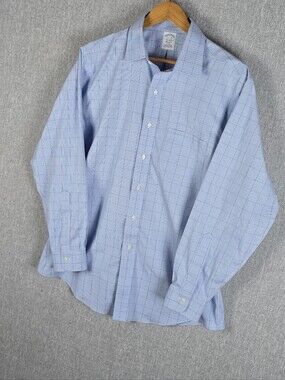 Brooks Brothers Classic Supima Cotton Dress Shirt Blue Mens Sz 16.5-34